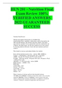 HUN 201 - Nutrition Final Exam Review 100&percnt; VERIFIED ANSWERS  2022 GUARANTEED SUCCESS