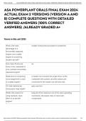 ASA POWERPLANT ORALS FINAL EXAM 2024 ACTUAL EXAM 2 VERSIONS &lpar;VERSION A AND B&rpar; COMPLETE 500 QUESTIONS WITH DETAILED VERIFIED ANSWERS &lpar;100&percnt; CORRECT ANSWERS&rpar; &sol;ALREADY GRADED A&plus;