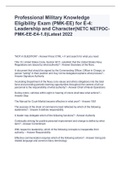 Professional Military Knowledge Eligibility Exam &lpar;PMK-EE&rpar; for E-4&colon; Leadership and Character&lpar;NETC NETPDC-PMK-EE-E4-1&period;0&rpar;Latest 2022