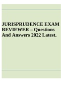 JURISPRUDENCE EXAM REVIEWER – Questions And Answers 2022 Latest.