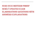 NURS 6635 MIDTERM-PMHNP Newly Updated Exam  Elaborations Questions with  Answers Explanations
