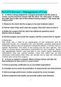 NCLEX Review - Management Of Care Final Exams Questions And Answers With Latest Solutions Rated 100&percnt;