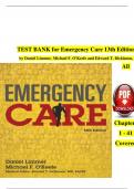 TEST BANK for Emergency Care 13th Edition  by Daniel Limmer&comma; Michael F&period; O'Keefe and Edward T&period; Dickinson&comma;  All Chapters 1 - 41 Covered