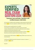Tennessee Laws and Rules&sol; Questions with Certified Answers&sol; 2024-2025&period; 