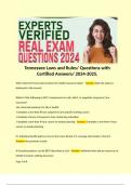 Tennessee Laws and Rules&sol; Questions with Certified Answers&sol; 2024-2025&period;