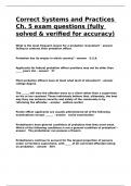 Correct Systems and Practices Ch&period; 5 exam questions &lpar;fully solved & verified for accuracy&rpar;&period;