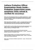 Indiana Probation Officer Examination Study Guide - Probation Supervision exam questions &lpar;fully solved&rpar;