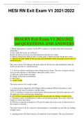 HESI RN Exit Exam V1 2021/2022 160 QUESTIONS AND ANSWERS