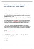 Weld Inspector Level 1 Exam&vert;&vert; with questions and  correct answers &vert;&vert; latest update 2024&sol;2025 