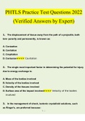 PHTLS Practice Test Questions and Answers (2022/2023) (100% Verified Answers by Expert)