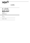 Exam (elaborations) AQA A LEVEL BIOLOGY PAPER 1 MARKING SCHEME 2020 Mark schemes are prepared by the Lead Assessment Writer and considered, together with the relevant questions, by a panel of subject teachers. This mark scheme includes any amendments made