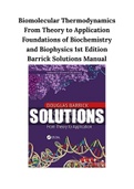 Biomolecular Thermodynamics From Theory to Application Foundations of Biochemistry and Biophysics 1st Edition Barrick Solutions Manual
