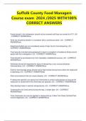 Suffolk County Food Managers Course exam  2024 &sol;2025 WITH100&percnt; CORRECT ANSWERS 