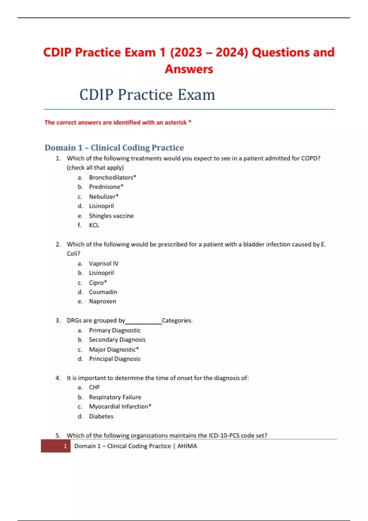 CDIP Practice Exam 1 (2024 – 2025) Questions and Answers - CDIP - Stuvia US