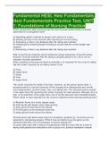 Fundamental HESI&comma; Hesi Fundamentals&comma; Hesi Fundamentals Practice Test&comma; UNIT 1&colon; Foundations of Nursing Practice QUESTIONS AND ANSWERS