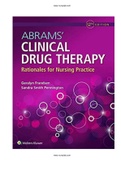 Test Bank For Abrams’ Clinical Drug Therapy Rationales for Nursing Practice 12th Edition Geralyn Frandsen ISBN:978-1975136130|1 - 61 Chapter With Rationals