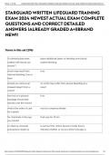 STARGUARD WRITTEN LIFEGUARD TRAINING EXAM 2024 NEWEST ACTUAL EXAM COMPLETE QUESTIONS AND CORRECT DETAILED ANSWERS &vert;ALREADY GRADED A&plus;&vert;&vert;BRAND NEW&excl;&excl;