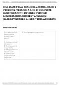 CNA STATE FINAL EXAM 2024 ACTUAL EXAM 2 VERSIONS &lpar;VERSION A AND B&rpar; COMPLETE QUESTIONS WITH DETAILED VERIFIED ANSWERS &lpar;100&percnt; CORRECT ANSWERS&rpar; &sol;ALREADY GRADED A&plus; GET IT 100&percnt; ACCURATE