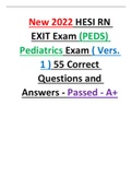 Latest 2022 HESI RN EXIT Exam |PEDS| Pediatrics Exam ( Vers. 1 ) 55 Correct Questions and Answers | Passed - A+
