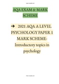 AQA A-level PSYCHOLOGY 7182/1 Paper 1 Introductory topics in psychology Mark scheme June 2021 |2021-2022| Instant delivery.