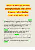 Hawaii Substitute Teacher Exam &vert; Questions and Correct Answers &vert; latest Update 2024&sol;2025 &vert; 100&percnt; PASS