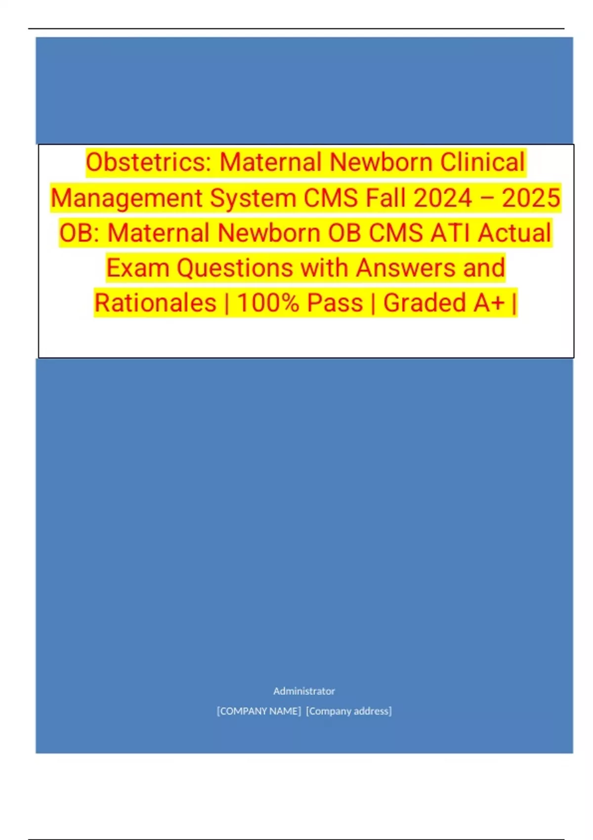 Obstetrics: Maternal Newborn Clinical Management System CMS Fall 2024 ...