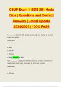CSUF Exam 1 ISDS 351 Hoda Diba &vert; Questions and Correct Answers &vert; Latest Update 2024&sol;2025 &vert; 100&percnt; PASS