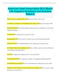 American Heart Association BLS &lpar;Basic Life Support&rpar; Questions and Answers Rated A