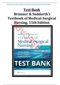 Test Bank for Brunner & Suddarth's Textbook of Medical-Surgical Nursing&comma; 15th Edition by Hinkle&comma; ISBN&colon; 9781975161033 &comma; All 68 Chapters Covered&comma; Verified Latest Edition