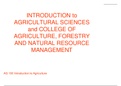AG 100 - Introduction to Agriculture Science and The College
