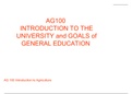 AG 100 - Introduction to the University