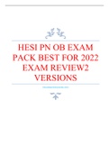 HESI PN OB EXAM PACK BEST FOR 2022 EXAM REVIEW 2 VERSIONS
