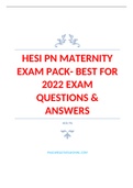 HESI PN MATERNITY EXAM PACK- BEST FOR 2022 EXAM QUESTIONS & ANSWERS