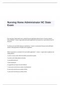 Nursing Home Administrator NC State Exam Questions and Answers