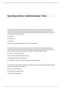 Nursing Home Administrator Test Questions and Answers