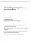 State of Michigan Nursing Home Administrator Exam Questions and Answers