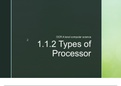 Comprehensive presentation and topic notes on Types of Processors from the OCR A level