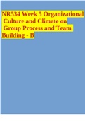 NR534 Week 5 Organizational Culture and Climate on Group Process and Team Building - B