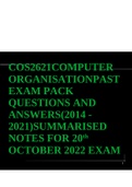 COS2621 AND COS2661 EXAM PACK QUESTIONS AND ANSWERS(2014 - 2021)SUMMARISED NOTES FOR 20th Oct and 10th Dec 2022 EXAM RESPECTIVELY 