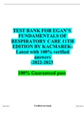 TEST BANK FOR EGAN’S FUNDAMENTALS OF RESPIRATORY CARE 11TH EDITION BY KACMAREK-Latest with 100% verified answers 