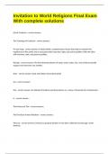 Invitation to World Religions Final Exam With complete solutions&period;