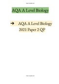 AQA A Level Biology 2021 Paper 2 QP |2021-2022| Instant delivery.