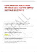 ATI PN LEADERSHIP MANAGEMENT PROCTORED EXAM 2020 WITH CORRECT QUESTIONS AND ANSWERS