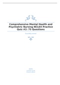 Comprehensive Mental Health and Psychiatric Nursing NCLEX Practice Quiz &num;2&colon; 75 Questions