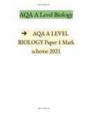 AQA A-level Biology  Paper 1  Mark Scheme |2021-2022| Instant delivery.