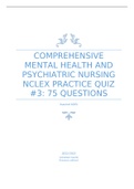 COMPREHENSIVE MENTAL HEALTH AND PSYCHIATRIC NURSING NCLEX PRACTICE QUIZ &num;3&colon; 75 QUESTIONS