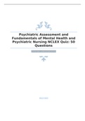Psychiatric Assessment and Fundamentals of Mental Health and Psychiatric Nursing NCLEX Quiz&colon; 50 Questions