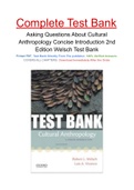 Asking Questions About Cultural Anthropology Concise Introduction 2nd Edition Welsch Test Bank