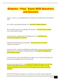 Diabetes - Final&Tab;Exam 2022 Questions and Answers