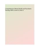 Comprehensive Mental Health and Psychiatric Nursing 100% Correct Q And A.